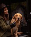 woman feeding dog