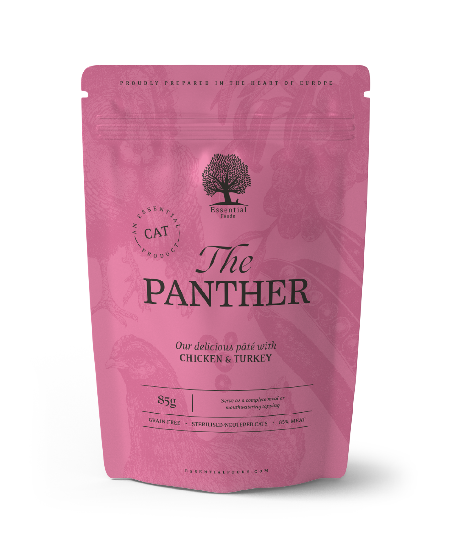 ESSENTIAL THE PANTHER 12X85G WET CAT FOOD - Essentialfoods.ie