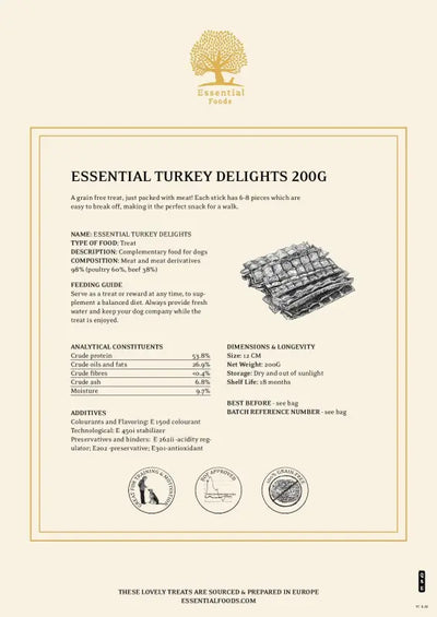 ESSENTIAL TURKEY DELIGHTS 220g - Dog Food Treats